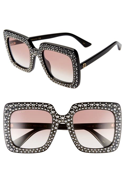 gucci women's large embellished logo sunglasses|Gucci sunglasses for women clearance.